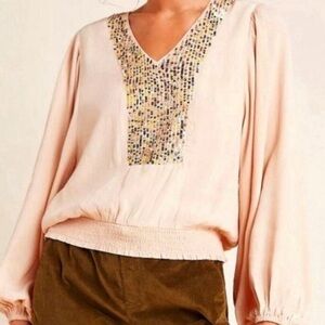 Elegant Pink Sequin Blouse